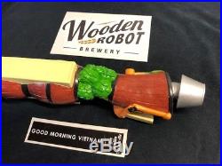 Rare Wooden Robot Brewing beer tap handle NEW