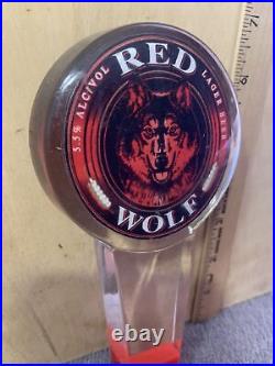 Red Wolf Lager Beer Tap Handle Used Vintage Lucite