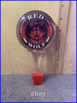 Red Wolf Lager Beer Tap Handle Used Vintage Lucite