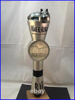 River Horse Oatmeal Milk Stout Beer Tap Handle Rare Figural Hippo Tap Handle