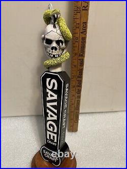 SAVAGE CRAFT ALE WORKS SNAKE SKULL KNIFE Draft beer tap handle. SOUTH CAROLINA