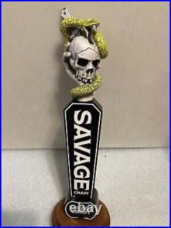 SAVAGE CRAFT ALE WORKS SNAKE SKULL KNIFE Draft beer tap handle. SOUTH CAROLINA