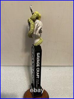 SAVAGE CRAFT ALE WORKS SNAKE SKULL KNIFE Draft beer tap handle. SOUTH CAROLINA