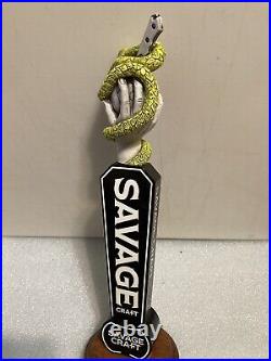 SAVAGE CRAFT ALE WORKS SNAKE SKULL KNIFE Draft beer tap handle. SOUTH CAROLINA