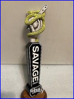 SAVAGE CRAFT ALE WORKS SNAKE SKULL KNIFE Draft beer tap handle. SOUTH CAROLINA
