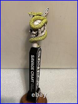 SAVAGE CRAFT ALE WORKS SNAKE SKULL KNIFE Draft beer tap handle. SOUTH CAROLINA