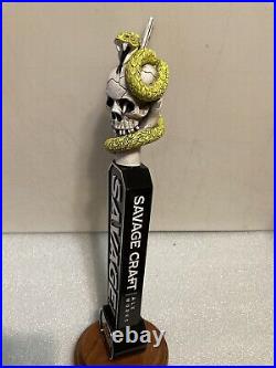 SAVAGE CRAFT ALE WORKS SNAKE SKULL KNIFE Draft beer tap handle. SOUTH CAROLINA