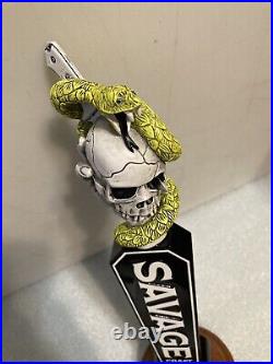 SAVAGE CRAFT ALE WORKS SNAKE SKULL KNIFE Draft beer tap handle. SOUTH CAROLINA