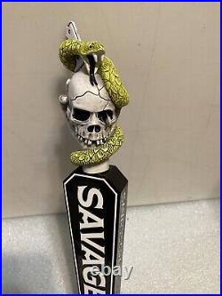 SAVAGE CRAFT ALE WORKS SNAKE SKULL KNIFE Draft beer tap handle. SOUTH CAROLINA