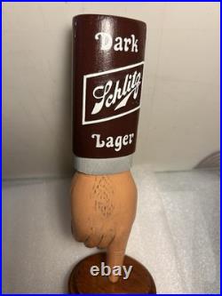 SCHLITZ DARK LAGER POINTED MANS FINGER draft beer tap handle. WISCONSIN