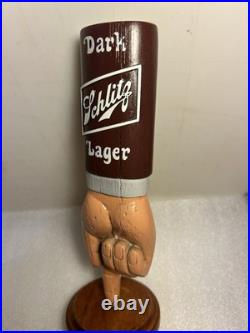 SCHLITZ DARK LAGER POINTED MANS FINGER draft beer tap handle. WISCONSIN