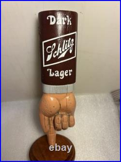 SCHLITZ DARK LAGER POINTED MANS FINGER draft beer tap handle. WISCONSIN