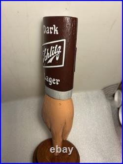 SCHLITZ DARK LAGER POINTED MANS FINGER draft beer tap handle. WISCONSIN