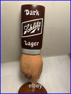 SCHLITZ DARK LAGER POINTED MANS FINGER draft beer tap handle. WISCONSIN