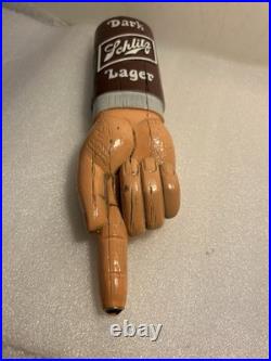 SCHLITZ DARK LAGER POINTED MANS FINGER draft beer tap handle. WISCONSIN