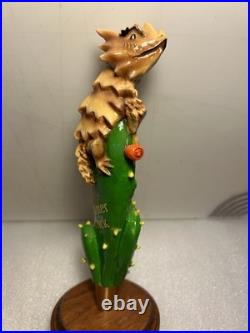 SHINER SUMMER HORNY TOAD LIZARD ON A CACTUS Draft beer tap handle. TEXAS
