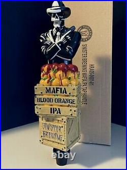 SINISTER BREWING Mafia Blood Orange IPA Skeleton Skull Gangster Beer Tap Handle