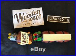 SUPER RARE! Wooden Robot Brewery beer tap handle NEW & AWESOME