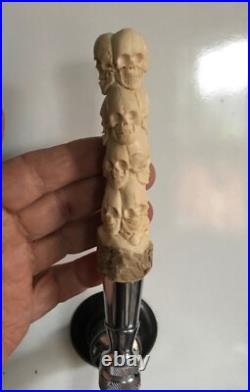 Skeleton Beer Keg TAP HANDLE Stack Of Skulls. Carved deer antler