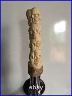 Skeleton Beer Keg TAP HANDLE Stack Of Skulls. Carved deer antler
