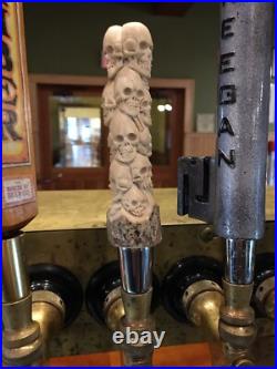 Skeleton Beer Keg TAP HANDLE Stack Of Skulls. Carved deer antler