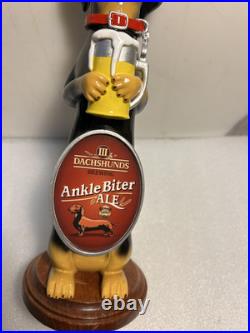 THREE III DACHSHUNDS ANKLE BITER BLACK & TAN draft beer tap handle. WISCONSIN THREE III DACHSHUNDS ANKLE BITER BLACK & TAN draft beer tap handle. WISCONSIN