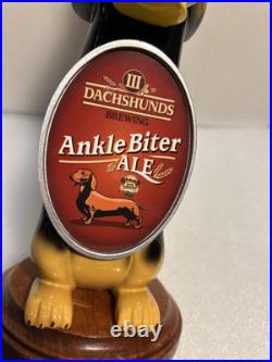 THREE III DACHSHUNDS ANKLE BITER BLACK & TAN draft beer tap handle. WISCONSIN THREE III DACHSHUNDS ANKLE BITER BLACK & TAN draft beer tap handle. WISCONSIN