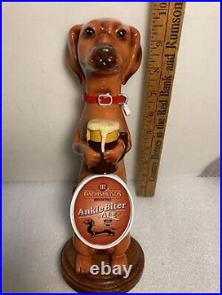 THREE III DACHSHUNDS BREWING ANKLE BITER ALE BROWN beer tap handle WISCONSIN