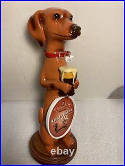 THREE III DACHSHUNDS BREWING ANKLE BITER ALE BROWN beer tap handle WISCONSIN