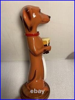 THREE III DACHSHUNDS BREWING ANKLE BITER ALE BROWN beer tap handle WISCONSIN