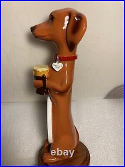 THREE III DACHSHUNDS BREWING ANKLE BITER ALE BROWN beer tap handle WISCONSIN