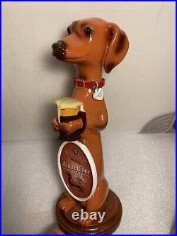 THREE III DACHSHUNDS BREWING ANKLE BITER ALE BROWN beer tap handle WISCONSIN