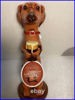 THREE III DACHSHUNDS BREWING ANKLE BITER ALE BROWN beer tap handle WISCONSIN