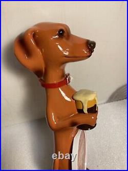 THREE III DACHSHUNDS BREWING ANKLE BITER ALE BROWN beer tap handle WISCONSIN