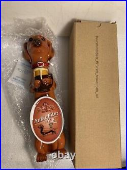 THREE III DACHSHUNDS BREWING ANKLE BITER ALE BROWN beer tap handle WISCONSIN