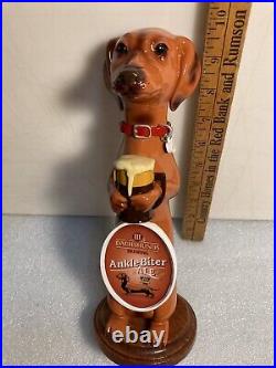 THREE III DACHSHUNDS BREWING ANKLE BITER BROWN Draft beer tap handle. WISCONSIN