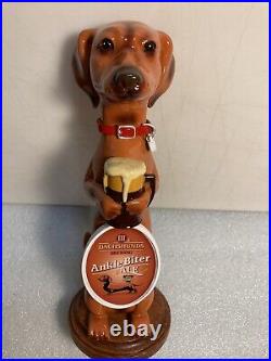 THREE III DACHSHUNDS BREWING ANKLE BITER BROWN Draft beer tap handle. WISCONSIN