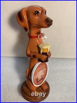 THREE III DACHSHUNDS BREWING ANKLE BITER BROWN Draft beer tap handle. WISCONSIN