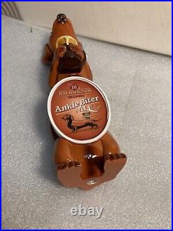 THREE III DACHSHUNDS BREWING ANKLE BITER BROWN Draft beer tap handle. WISCONSIN