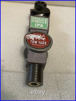 TOWYARD BREWING EMERALD CIRCLE TOW HOOK draft beer tap handle. INDIANA. CLOSED
