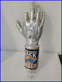 Three Finger Jack Heavy Steel Hand Amber Rare 9.5 Draft Beer Tap Handle Bar
