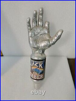 Three Finger Jack Heavy Steel Hand Amber Rare 9.5 Draft Beer Tap Handle Bar
