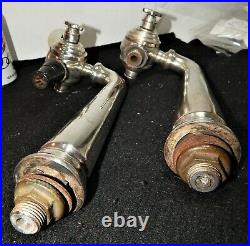 Two Antique Soda Fountain Silver Plate Dispenser Taps w Marble Handles / As Is