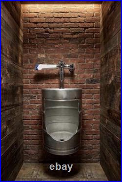 Unique urinals made from beer kegs manual flush valve included