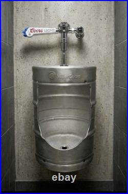 Unique urinals made from beer kegs manual flush valve included