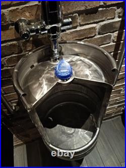 Unique urinals made from beer kegs rolled edges, With A Manya Valve