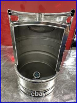 Unique urinals made from beer kegs rolled edges, With A Manya Valve