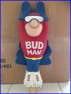 VINTAGE FLYING BUD MAN figural BEER TAP HANDLE KEG TOPPER KNOB Budweiser