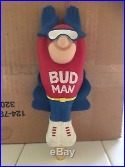 VINTAGE FLYING BUD MAN figural BEER TAP HANDLE KEG TOPPER KNOB Budweiser