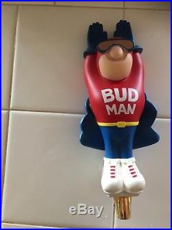 VINTAGE FLYING BUD MAN figural BEER TAP HANDLE KEG TOPPER KNOB Budweiser